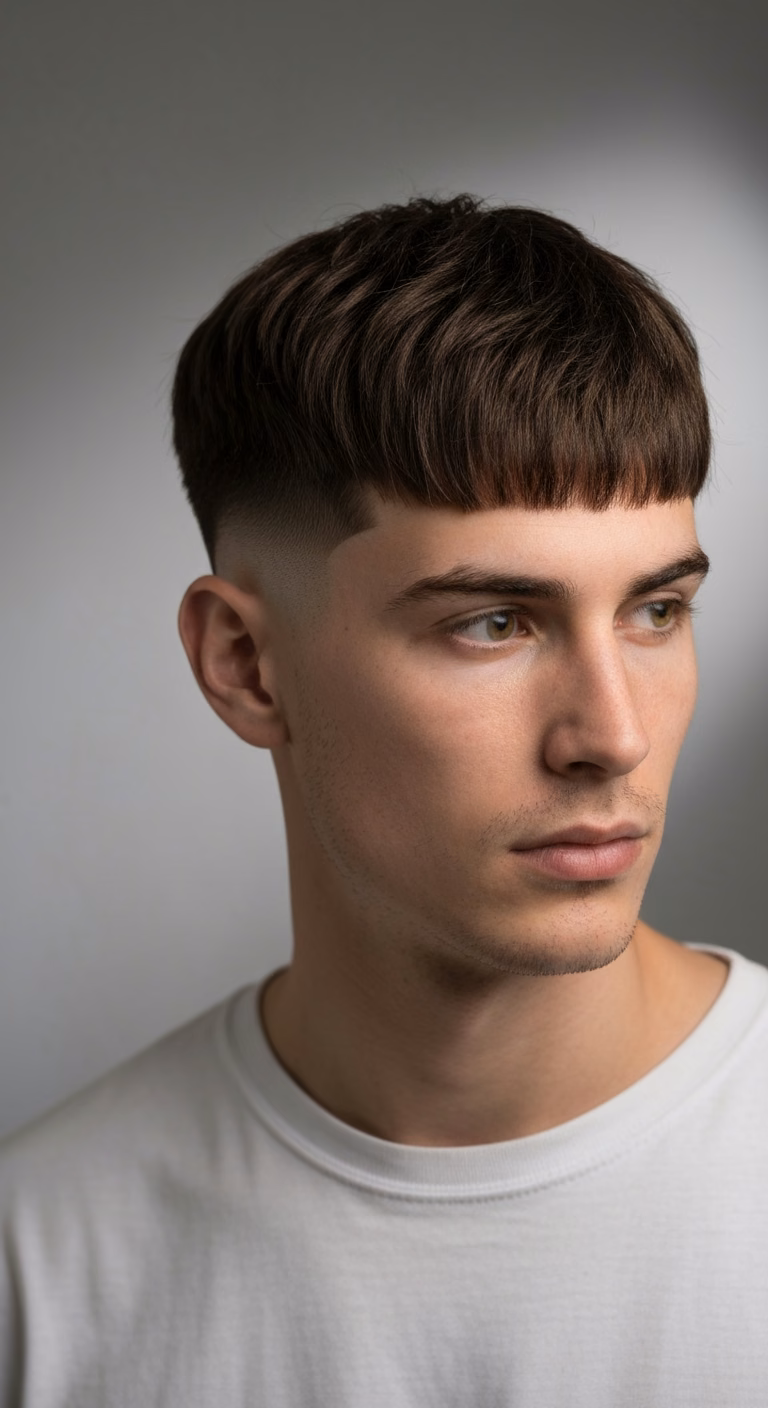 Wide Horizontal Textured Fringe — for men with straight hair in 2026