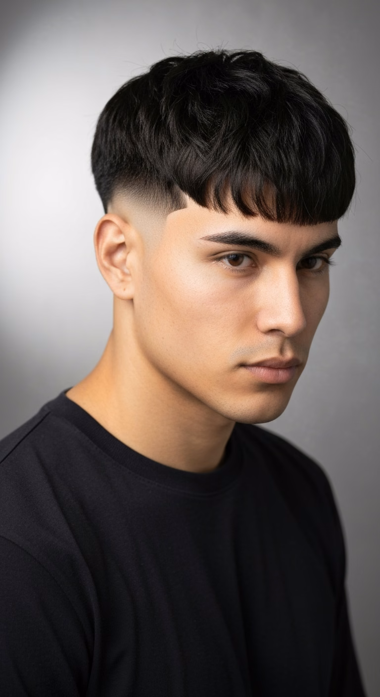 Horizontal Textured Fringe — for men with long or rectangular face shapes in 2026