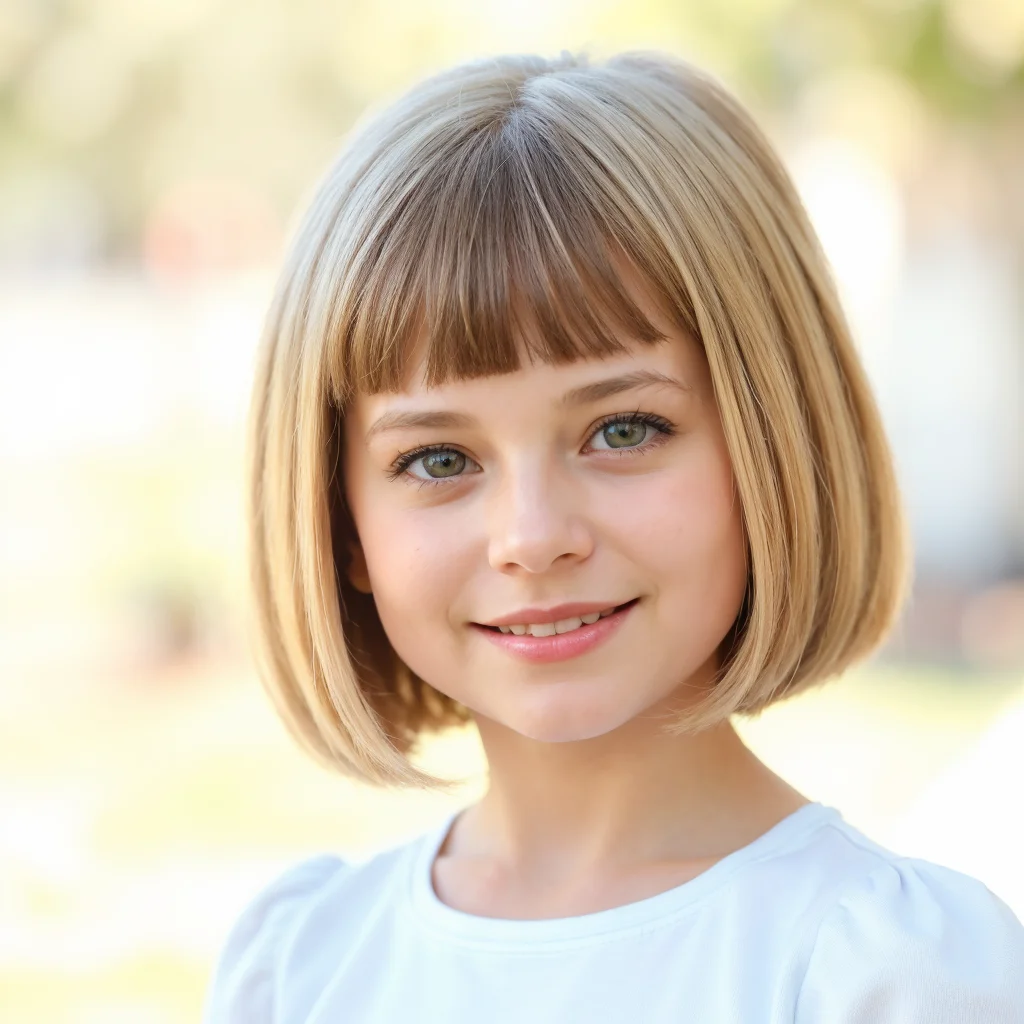 Adorable Bob in the Middle with No Bangs Hairstyles for Little Girls