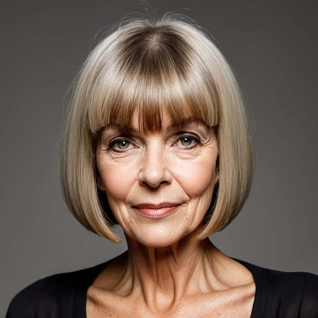 Blunt Bob with Fringe Bob hairstyles for women over 50