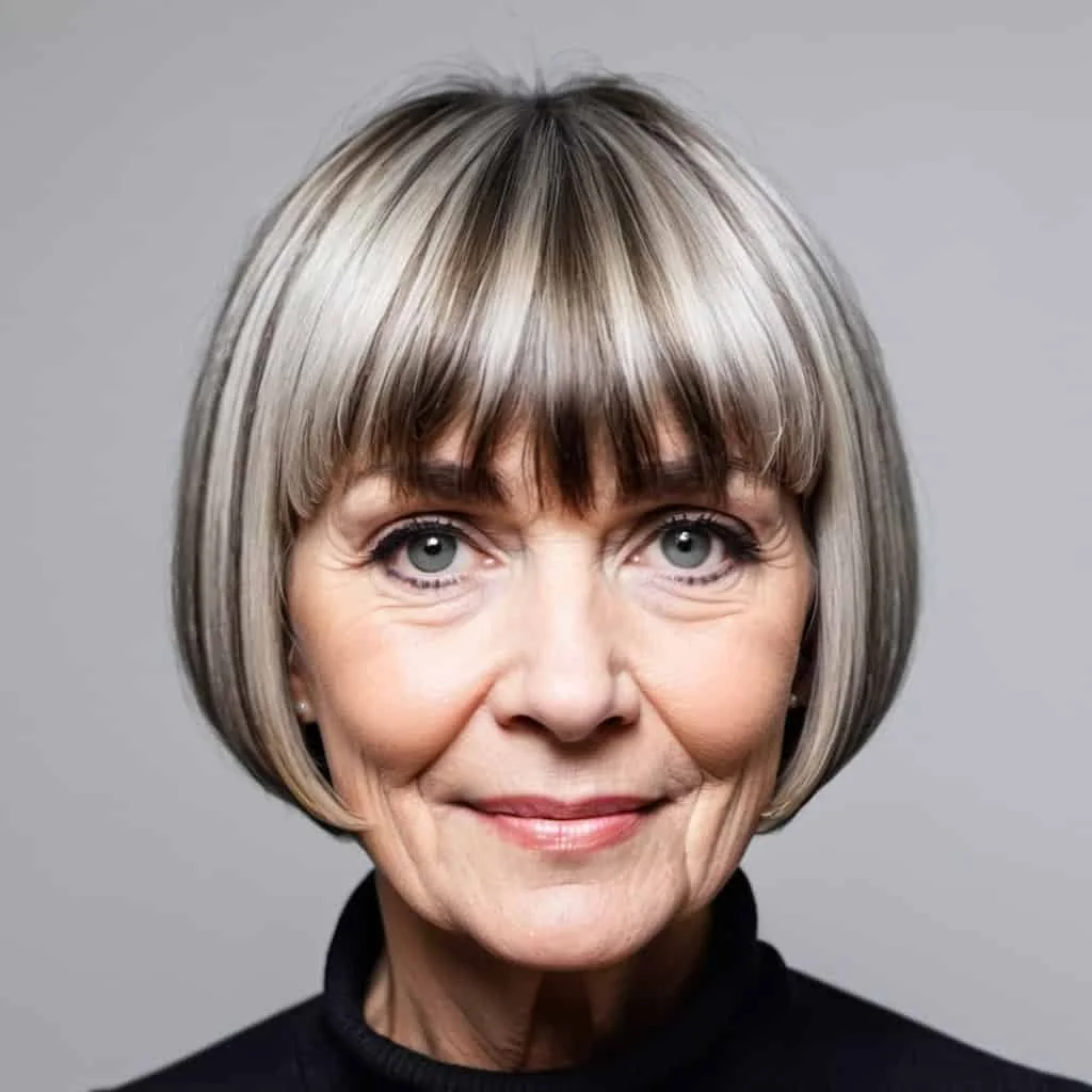 Bowl Cut Modern hairstyles for women over 50