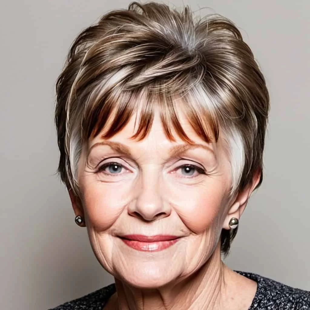 Brushed-Up Bangs Hairstyles for women over 70