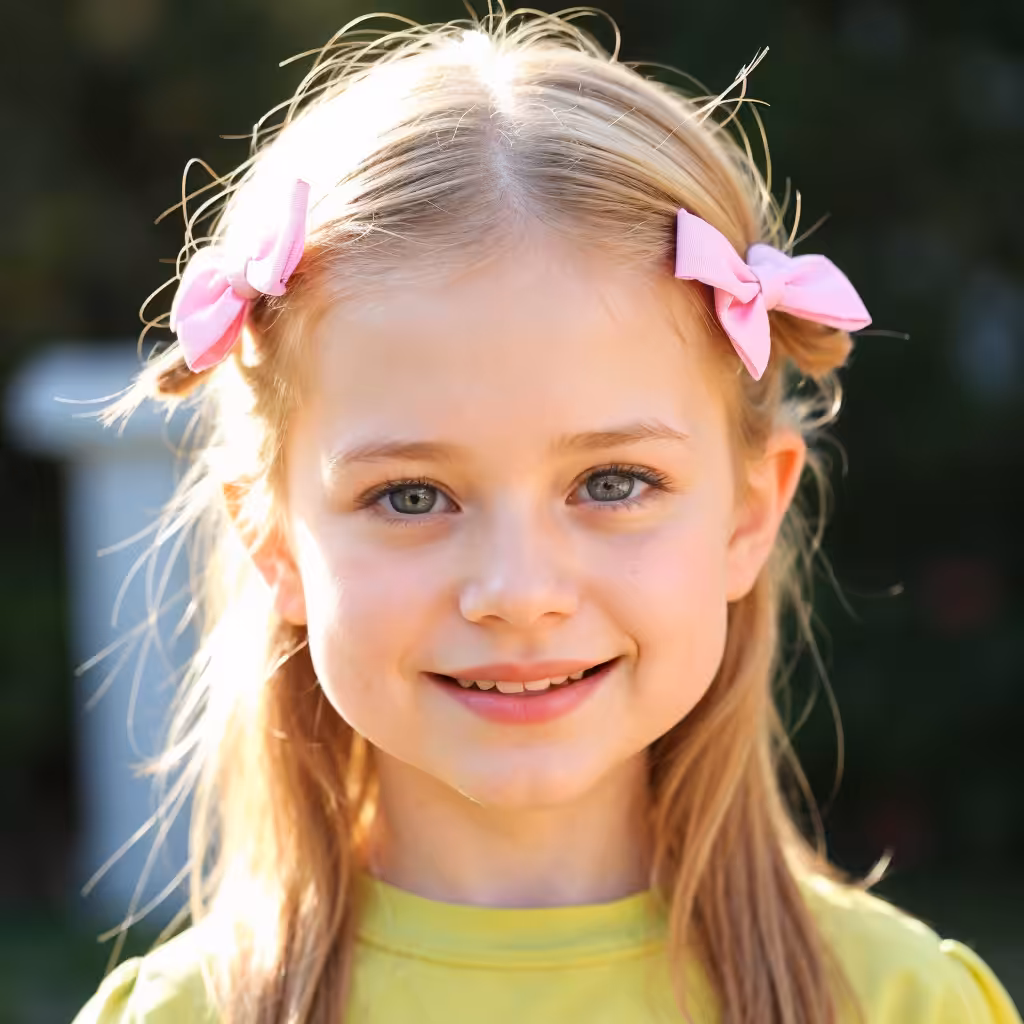 Center Parting with Bows Baby girl hairstyles