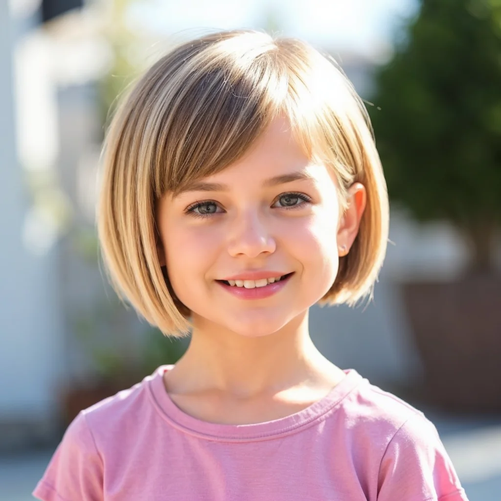 Controllable Angled Bob Hairstyles for Little Girls