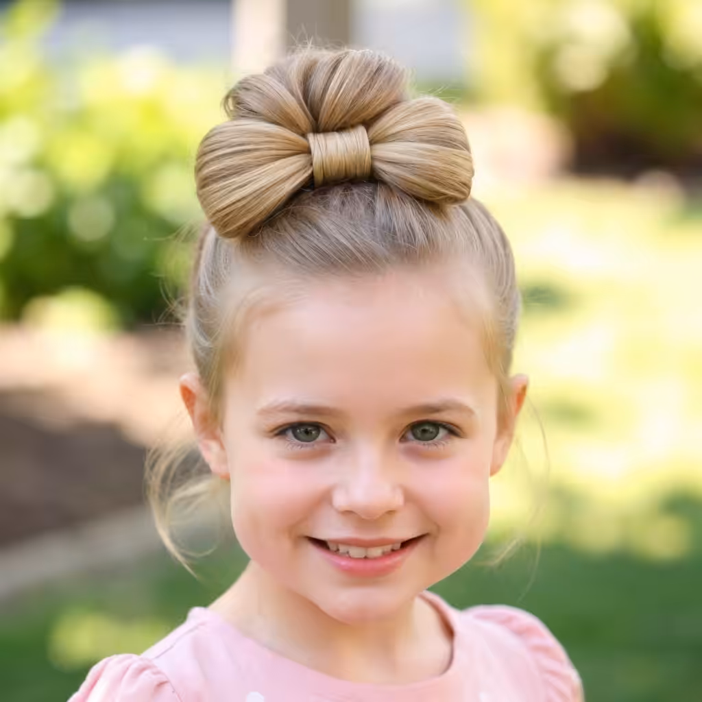Delightful Bow Bun Hairstyles for Little Girls