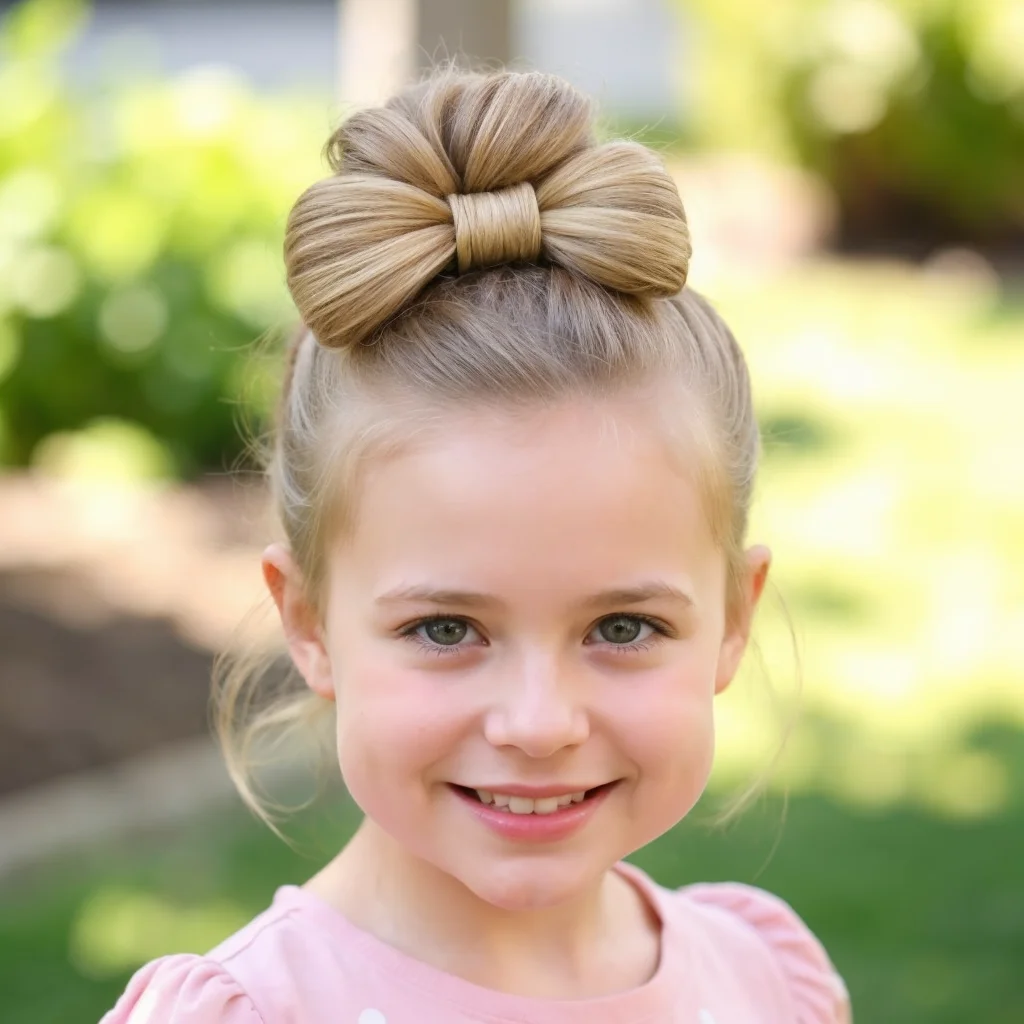 Delightful Bow Bun Hairstyles for Little Girls