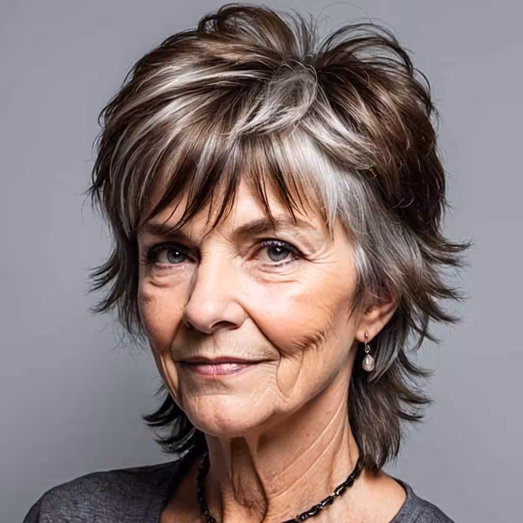 Edgy Shaggy Mullet Hairstyles and Haircuts for Women Over 60