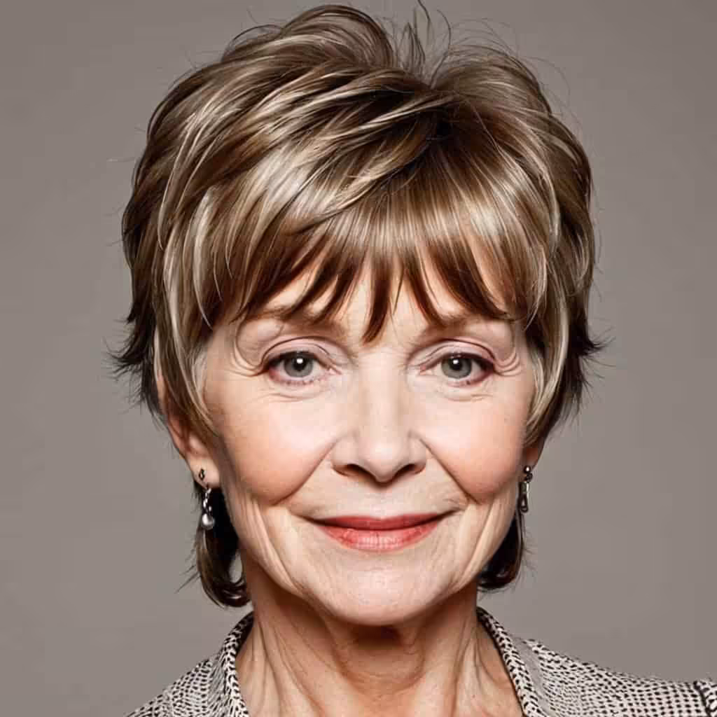 Feathered Bangs Hairstyles for women over 70