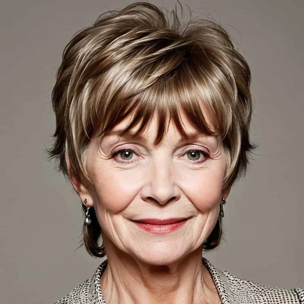 Feathered Bangs Hairstyles for women over 70