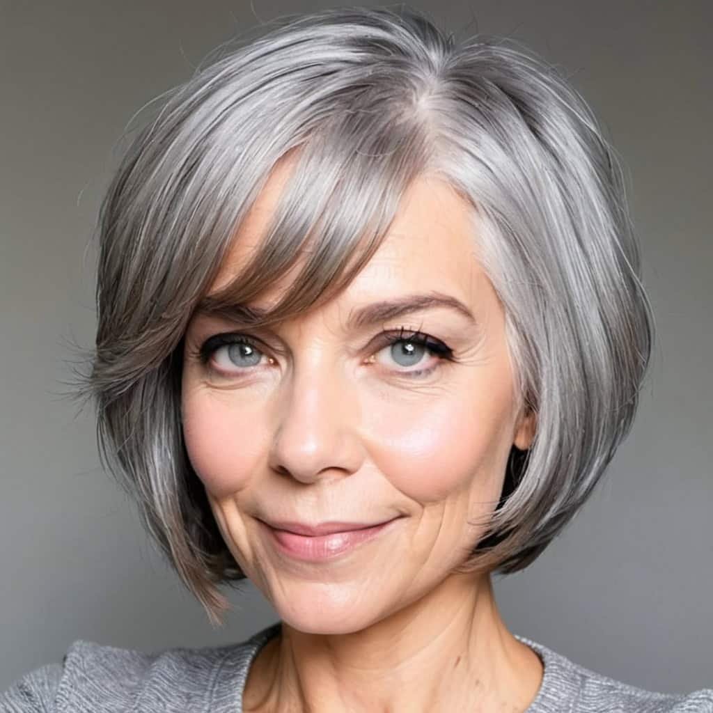 Feathered Bob For Gray Hair Gray hair hairstyles