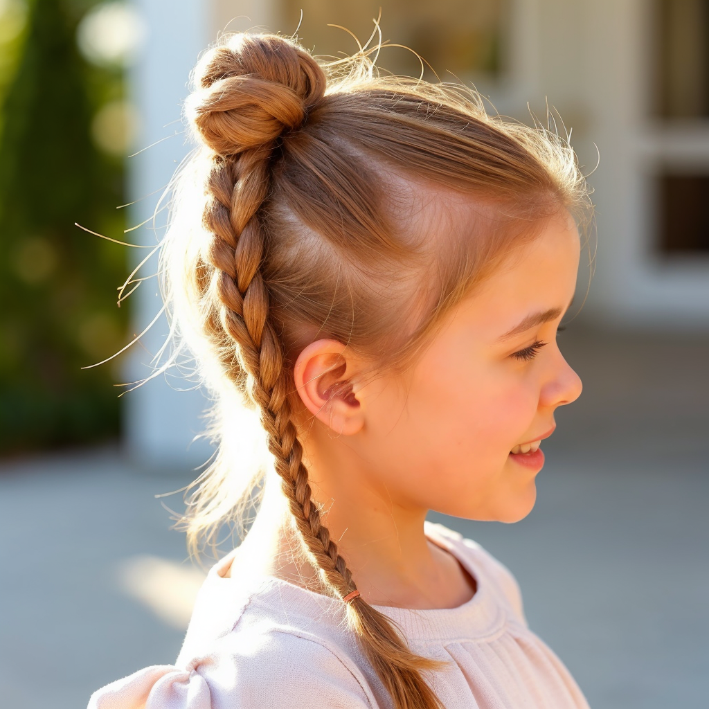 Fishtail Braided Bun braids for kids