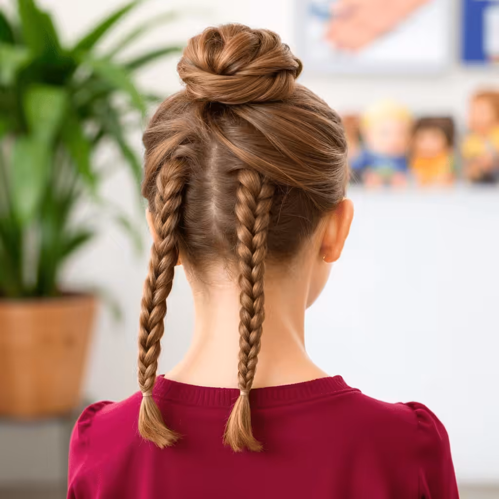 Fishtails Half Updo School hairstyles