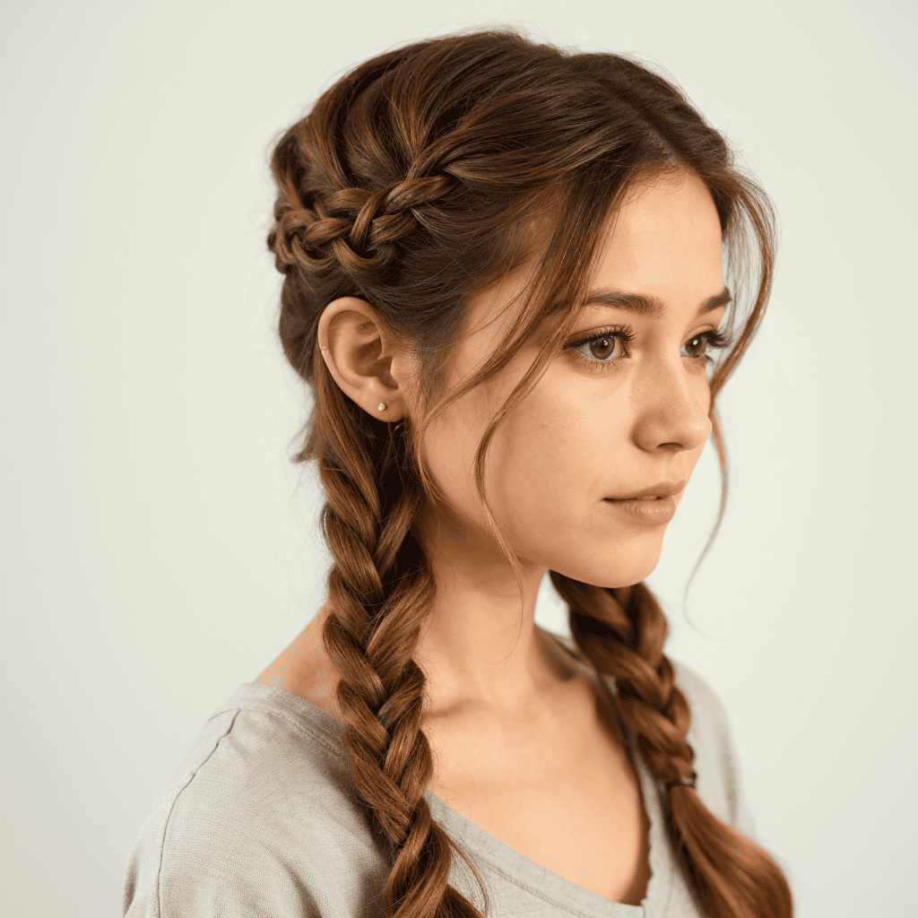 Front Braid With Loose Waves Hairstyles and Haircuts for Teen Girls