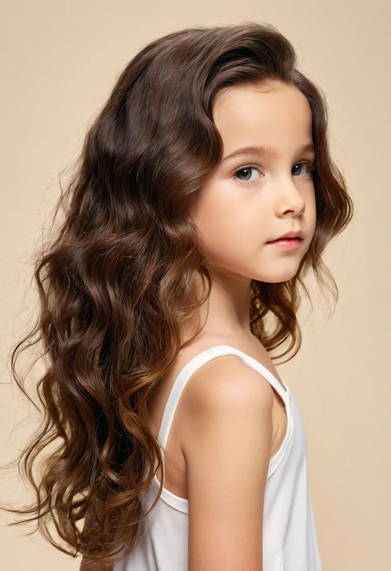 Gorgeous Wavy Hair with an Uneven Parting Hairstyles for Little Girls
