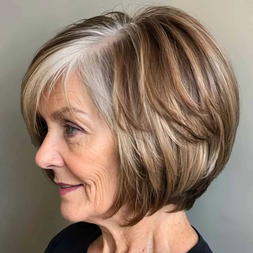 Feathered Layers with Rounded Bob Hairstyles and Haircuts for Women Over 60