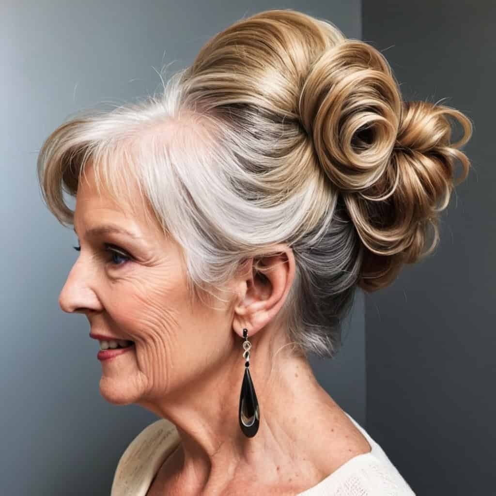 Half Updo Hairstyles for women over 70