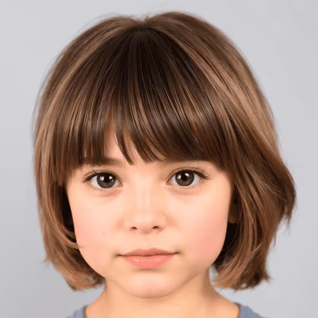 Layer Cut With Short Thick Bangs Cute girls' haircuts