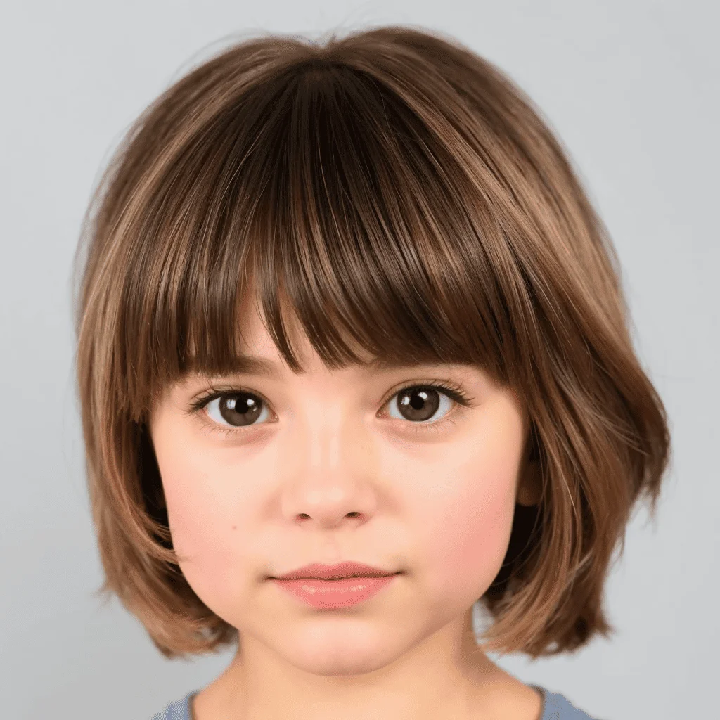 Layer Cut With Short Thick Bangs Cute girls' haircuts