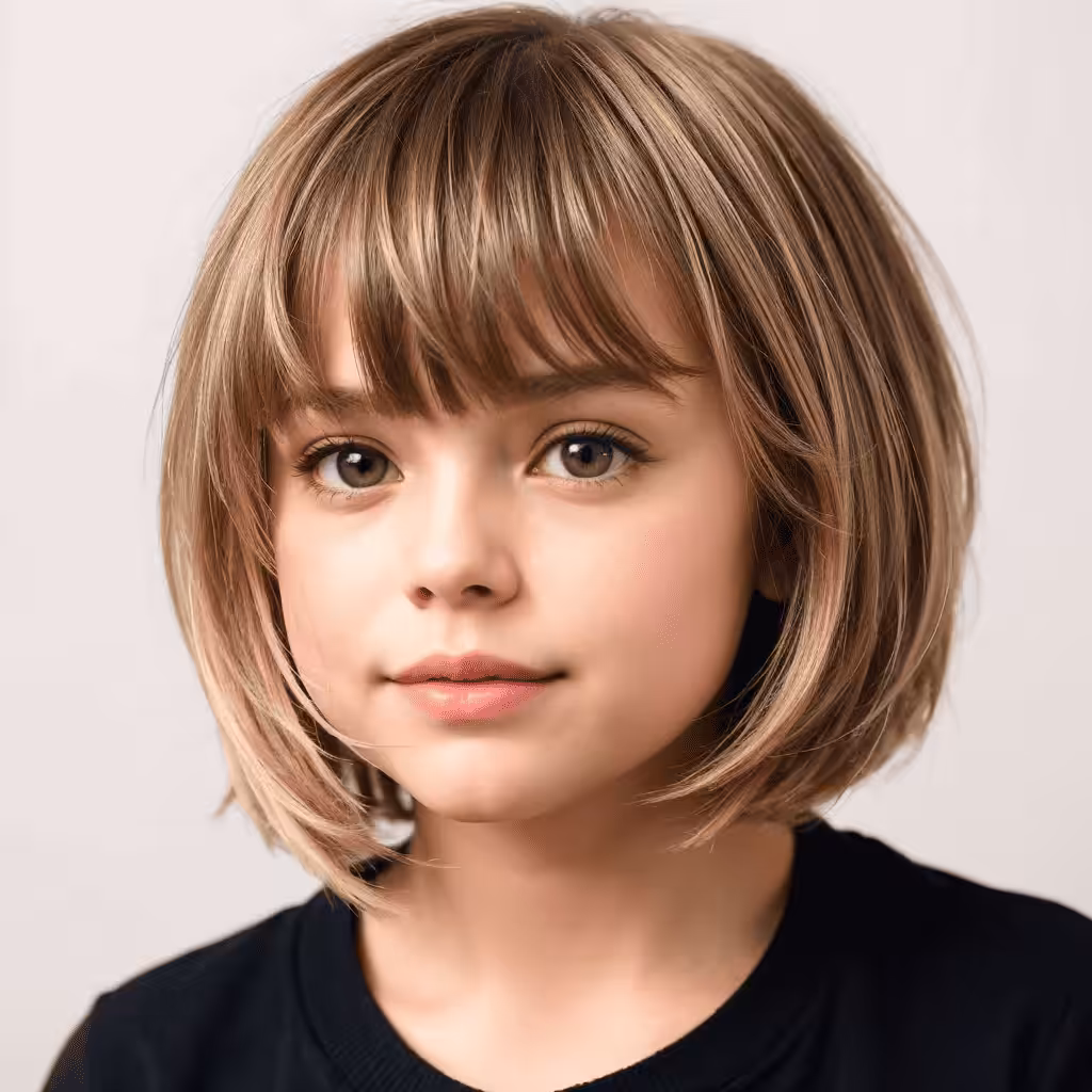 Layered Short Bob with Wispy Bangs Cute girls' haircuts
