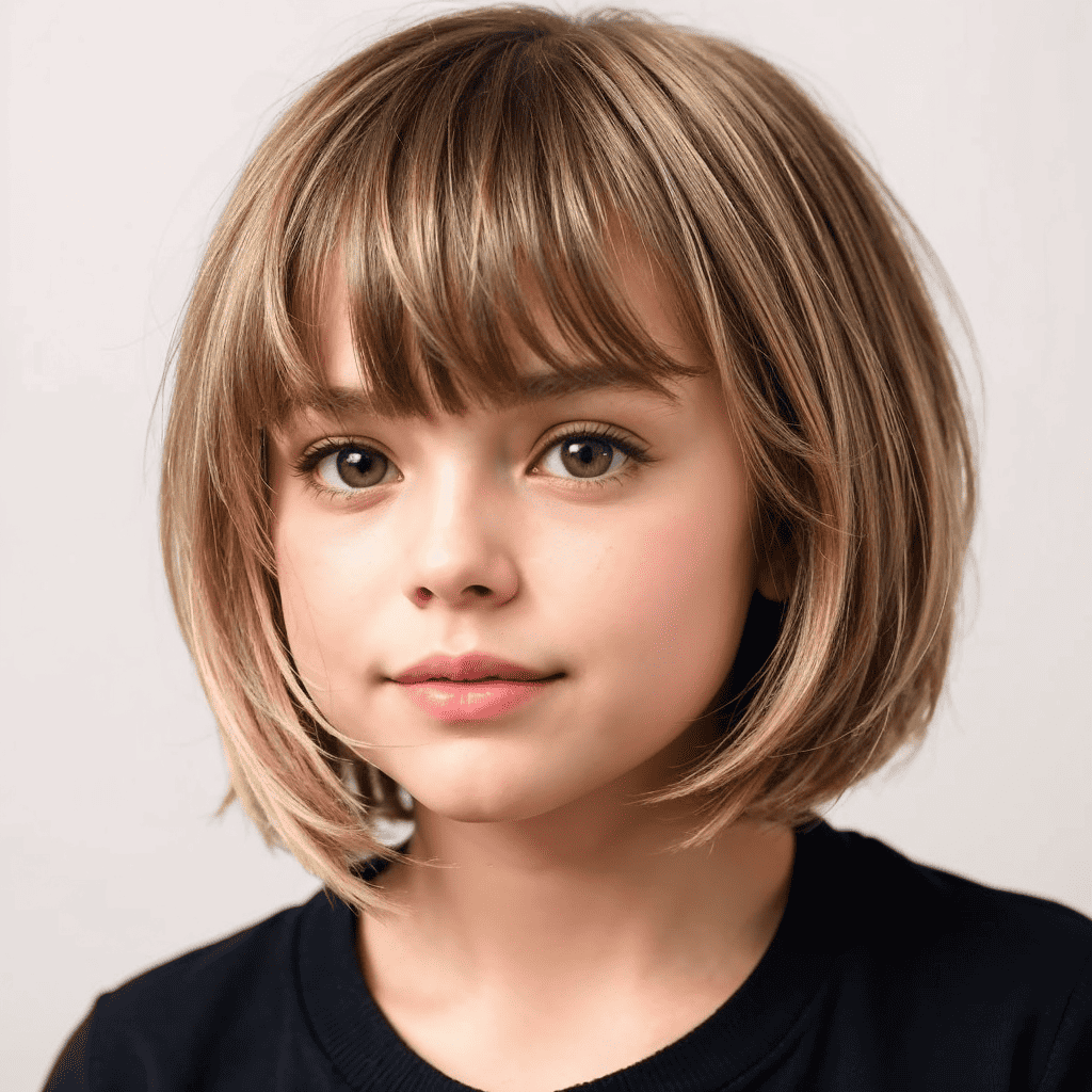 Layered Short Bob with Wispy Bangs Cute girls' haircuts