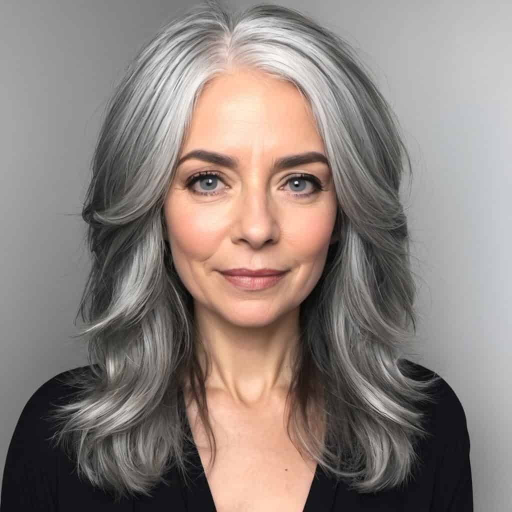 Long Layered Grey Hair Gray hair hairstyles