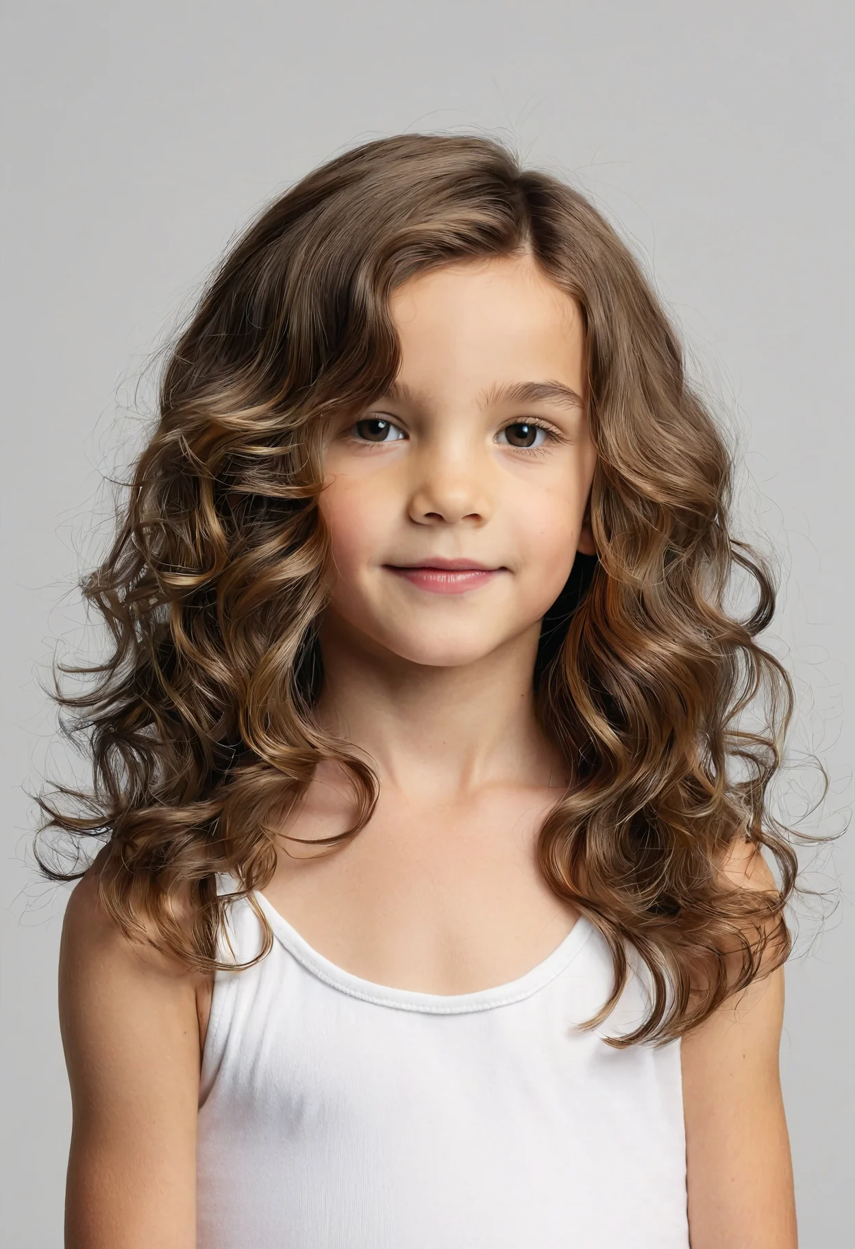 Long to Mid-Length Layered Cut with a Gentle Wavy Curl Hairstyles for Little Girls