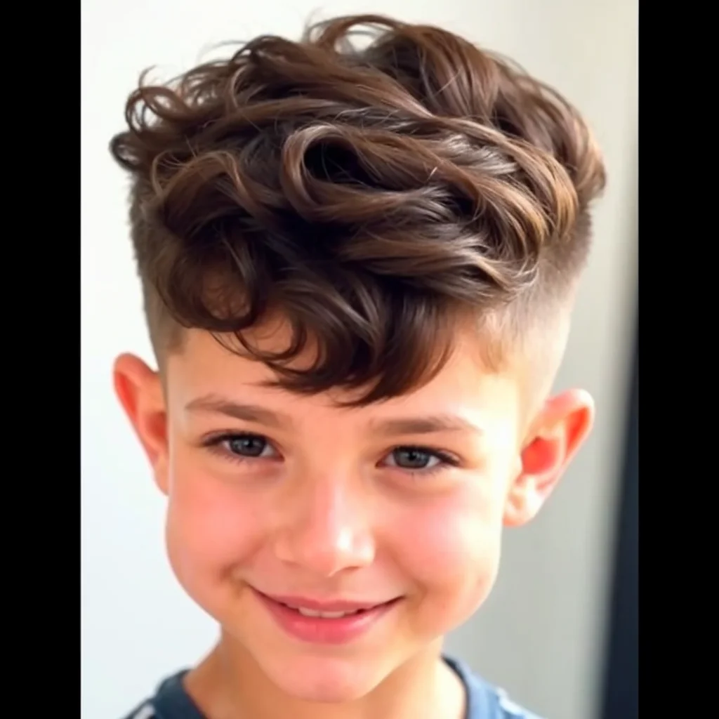 Longer Wavy Top with Mid Fade Baby boy haircuts