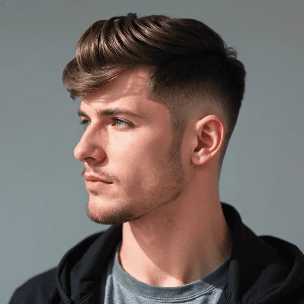 Mid Fade with a Hard Part for Men Short Haircuts for Men