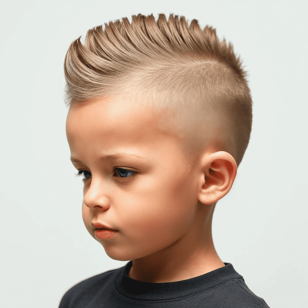 Mohawk Fade with Hard Part Kids Mohawk