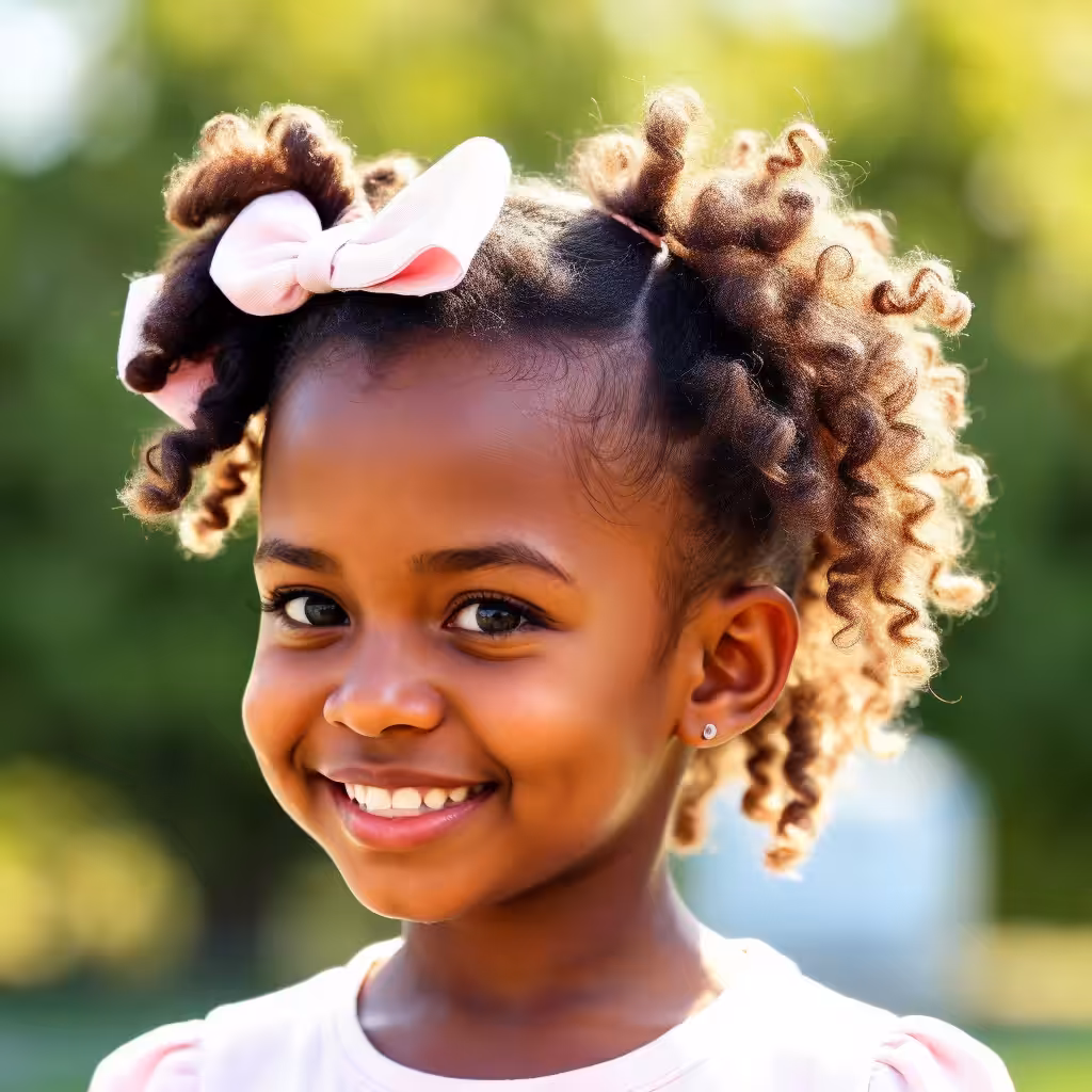 Natural Side-Pony with a Bow Hairstyles and Haircuts for Black Kids