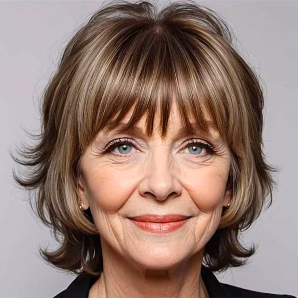 Shag with Curtain Bangs Hairstyles and Haircuts for Women Over 60