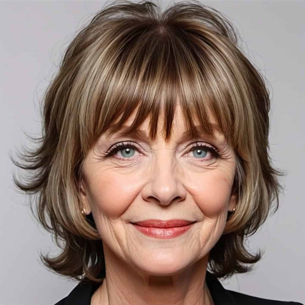 Shag with Curtain Bangs Hairstyles and Haircuts for Women Over 60