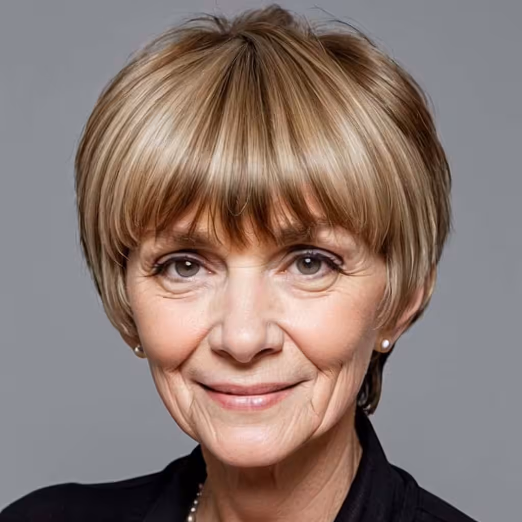 Shaggy Bowl Cut Hairstyles and Haircuts for Women Over 60
