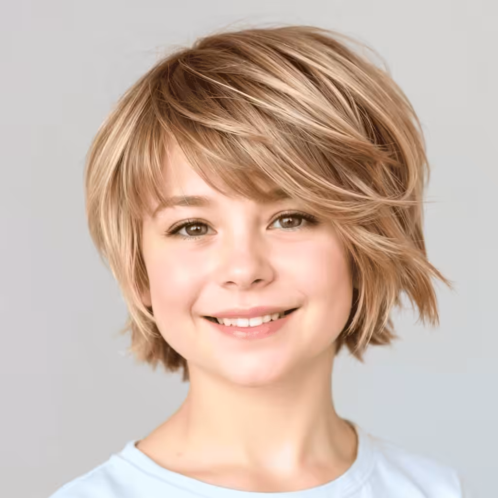 Short Side-Parted Shag for Girls Short Hairstyles and Haircuts for Girls