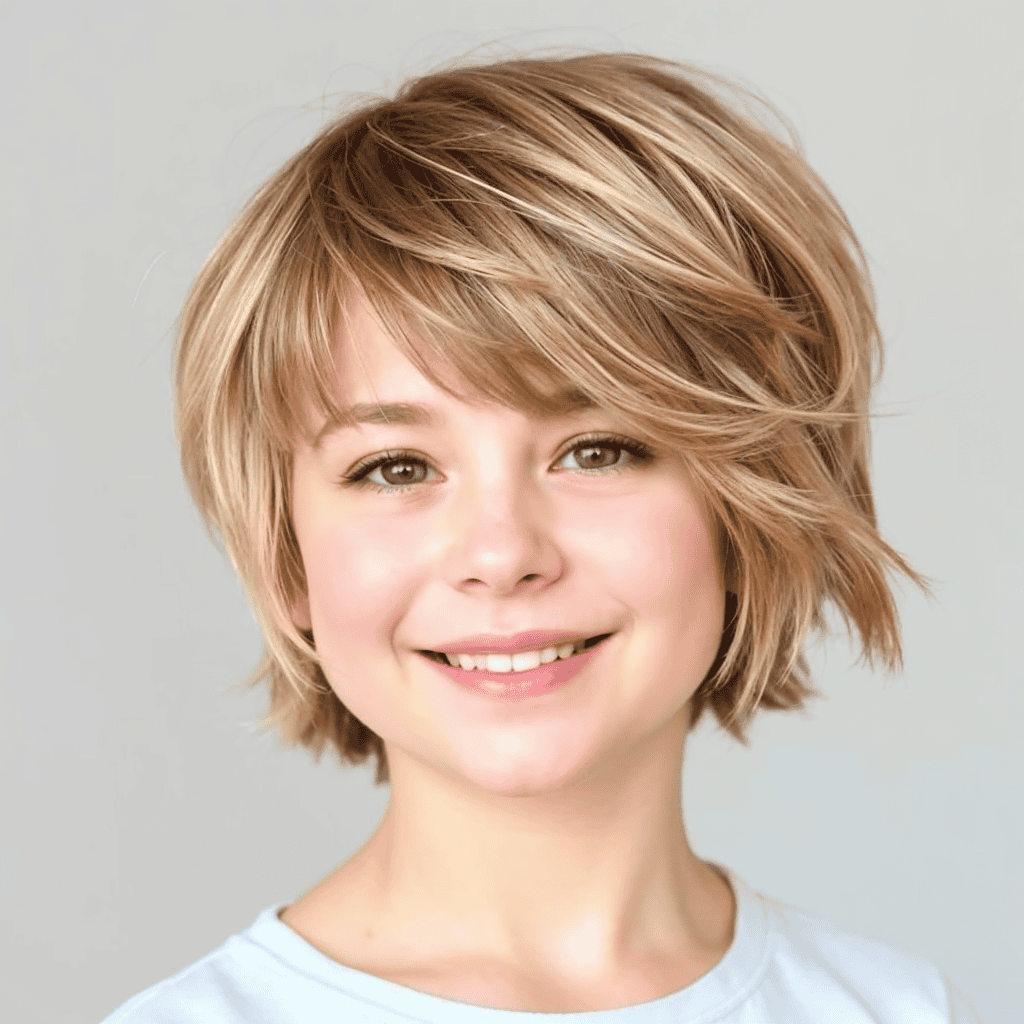 Short Side-Parted Shag for Girls Short Hairstyles and Haircuts for Girls