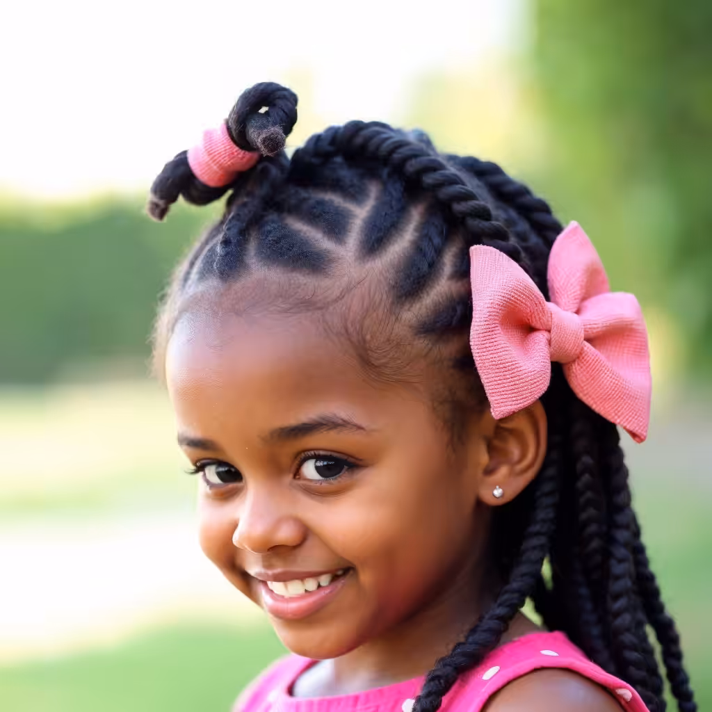 Side Cornrows and Kinky Twists Hairstyles and Haircuts for Black Kids