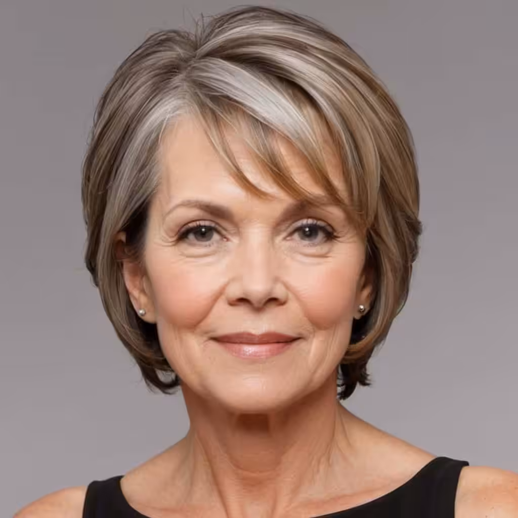 Side-Parted Neck-Length Cut Hairstyles and Haircuts for Women Over 60