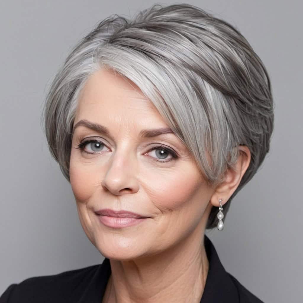 Softly Stacked Gray hair hairstyles