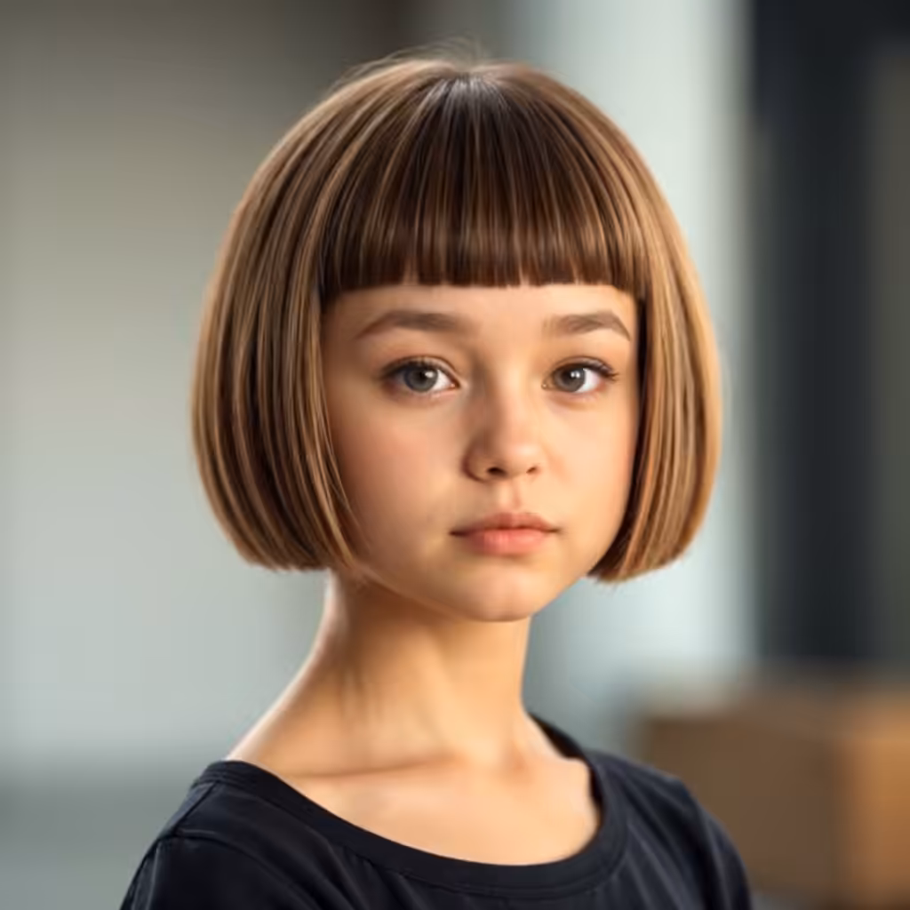 Straight Blunt Bob with Undercut Hairstyles for Little Girls