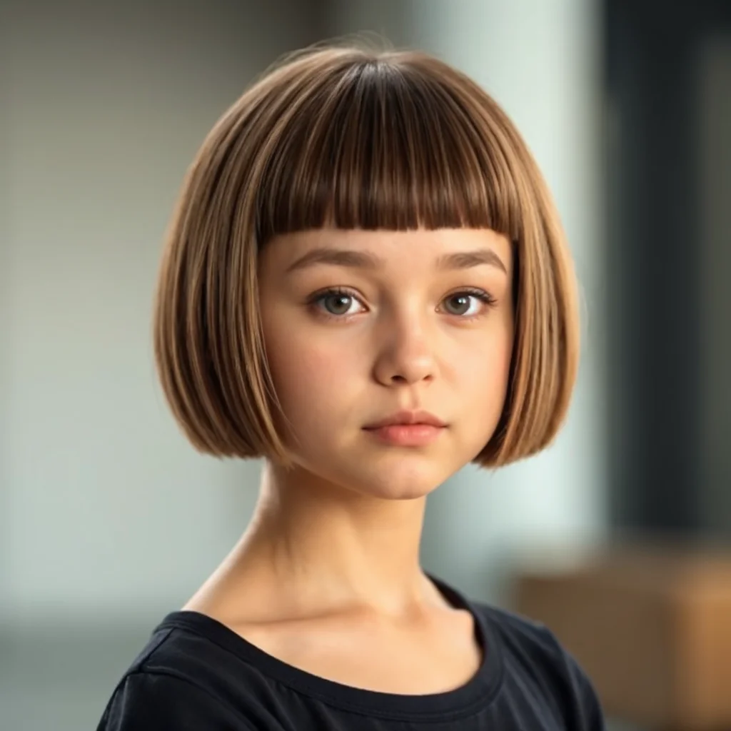 Straight Blunt Bob with Undercut Hairstyles for Little Girls