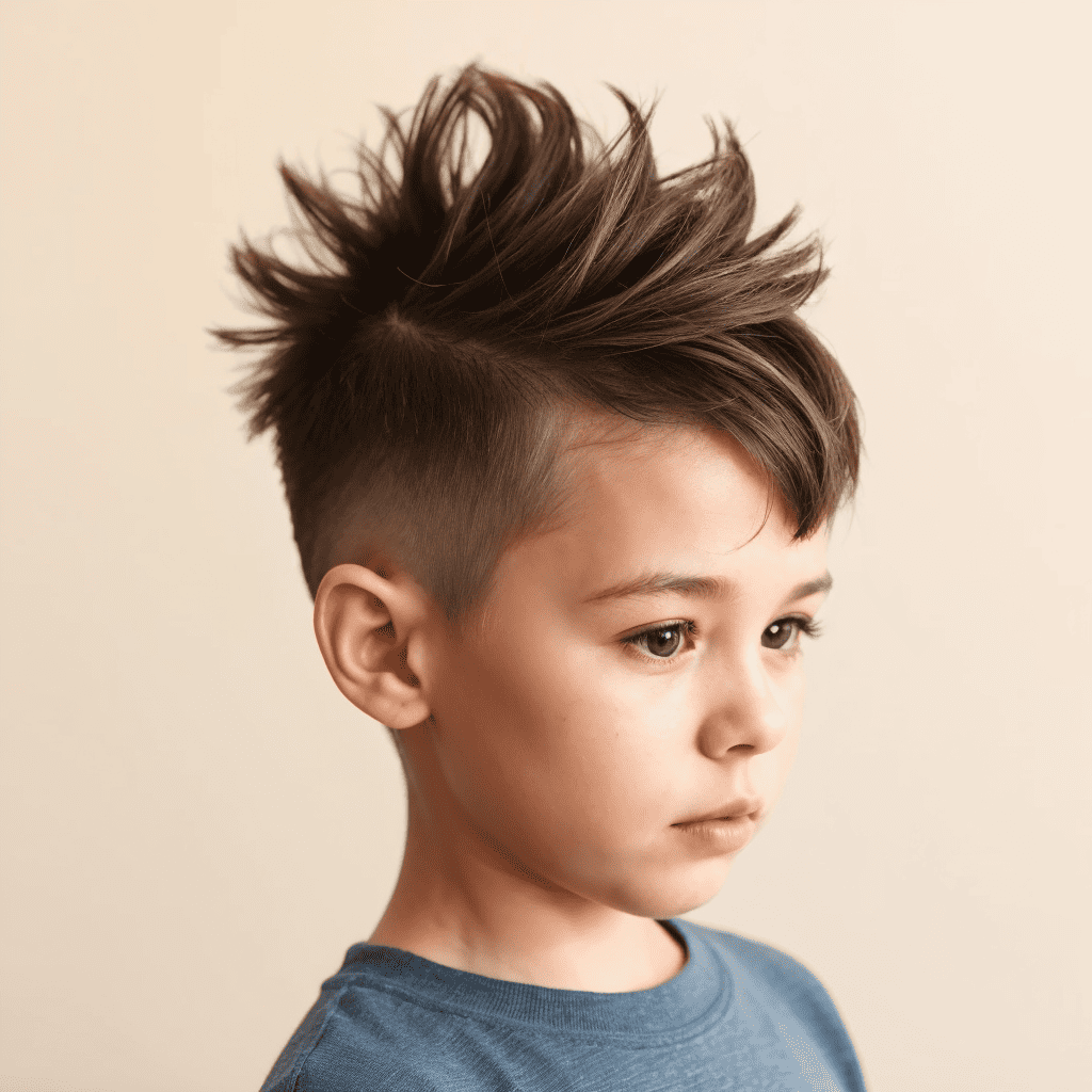 Textured Mohawk Fade with Fringe Kids Mohawk