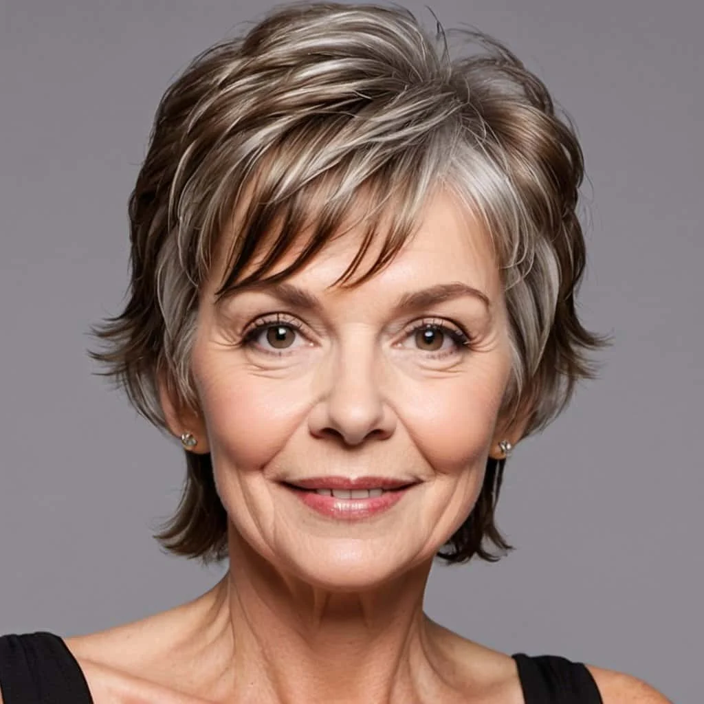 Textured Shag Crop Hairstyles and Haircuts for Women Over 60