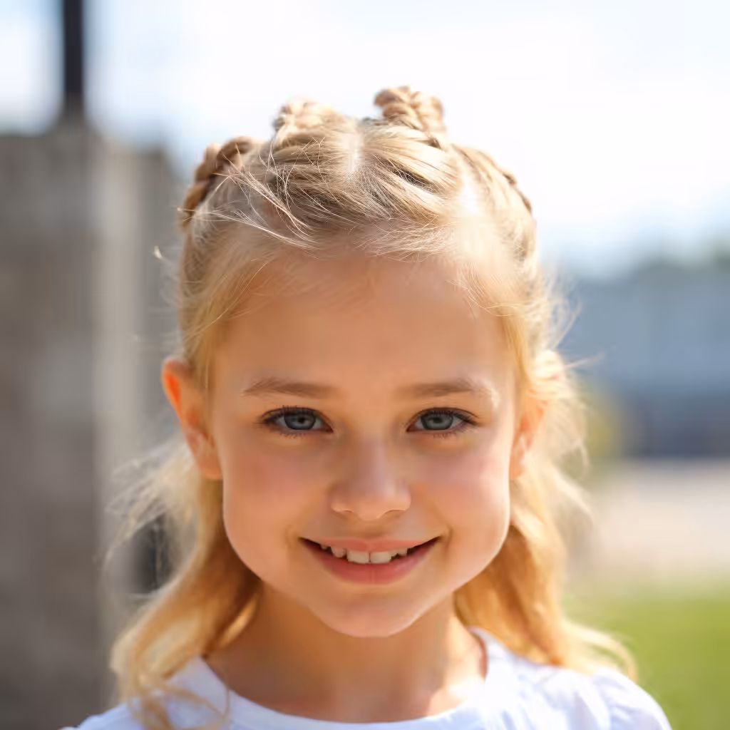 Top with Double Braids Hairstyles for Little Girls