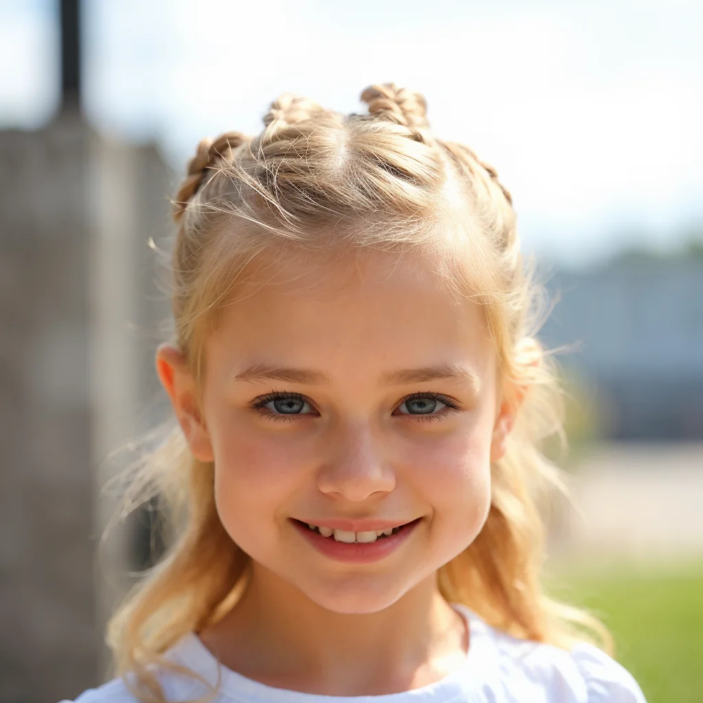 Top with Double Braids Hairstyles for Little Girls