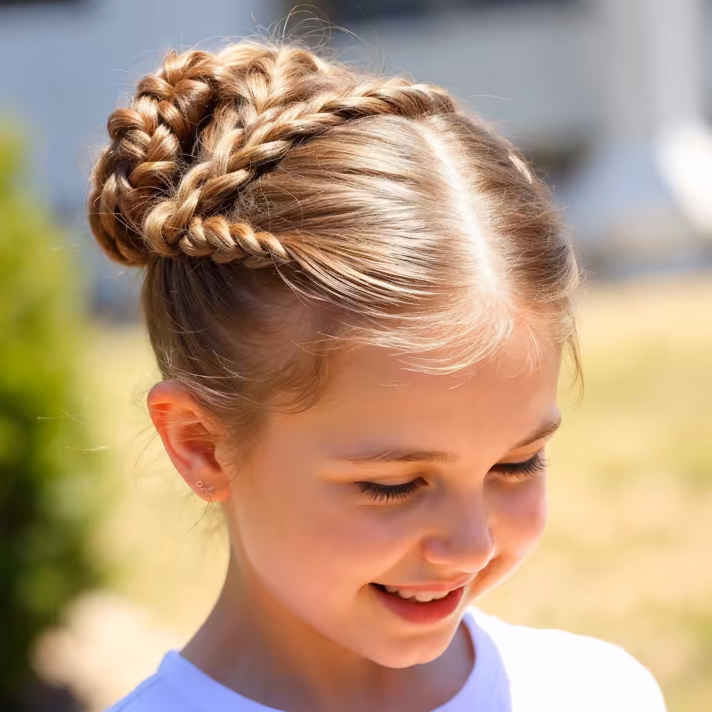 Updo with French Braids Hairstyles for Little Girls