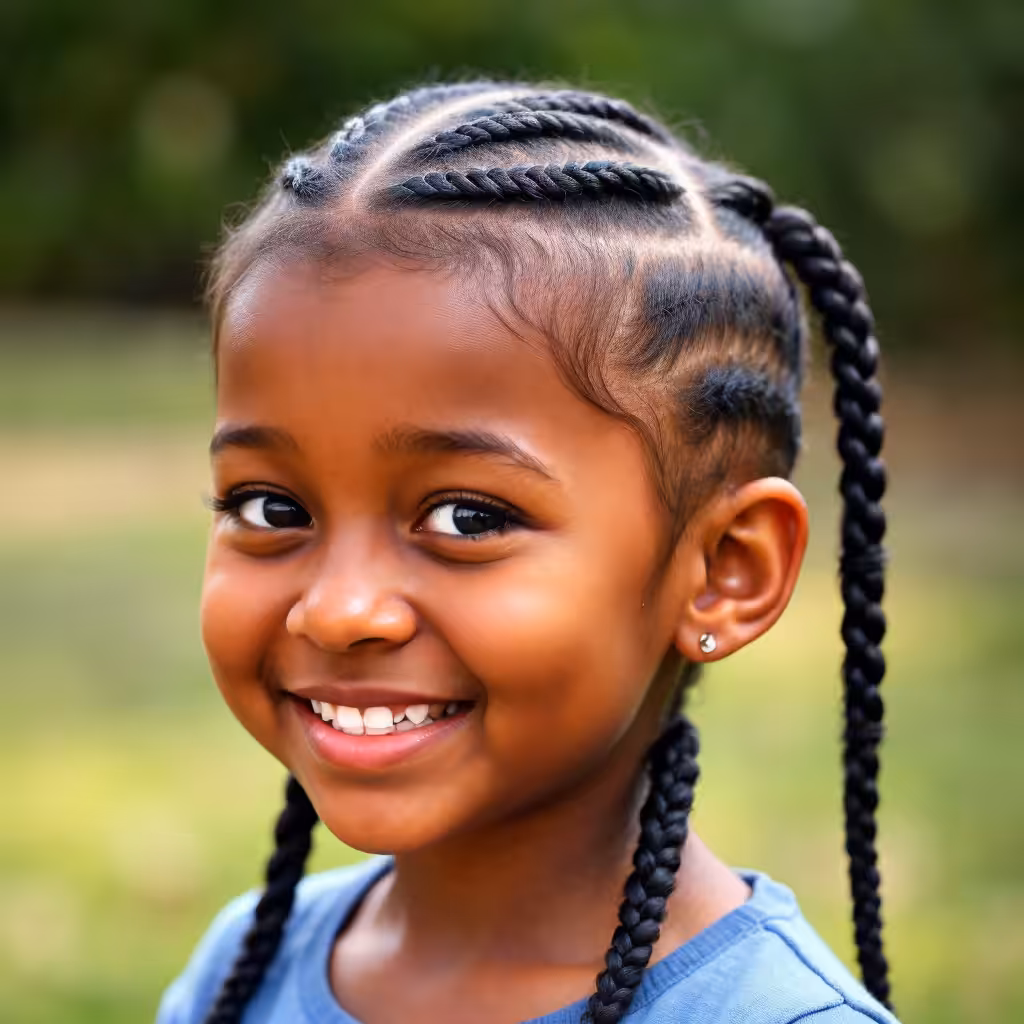 French-Braided Hair for Black Girls Hairstyles and Haircuts for Black Kids
