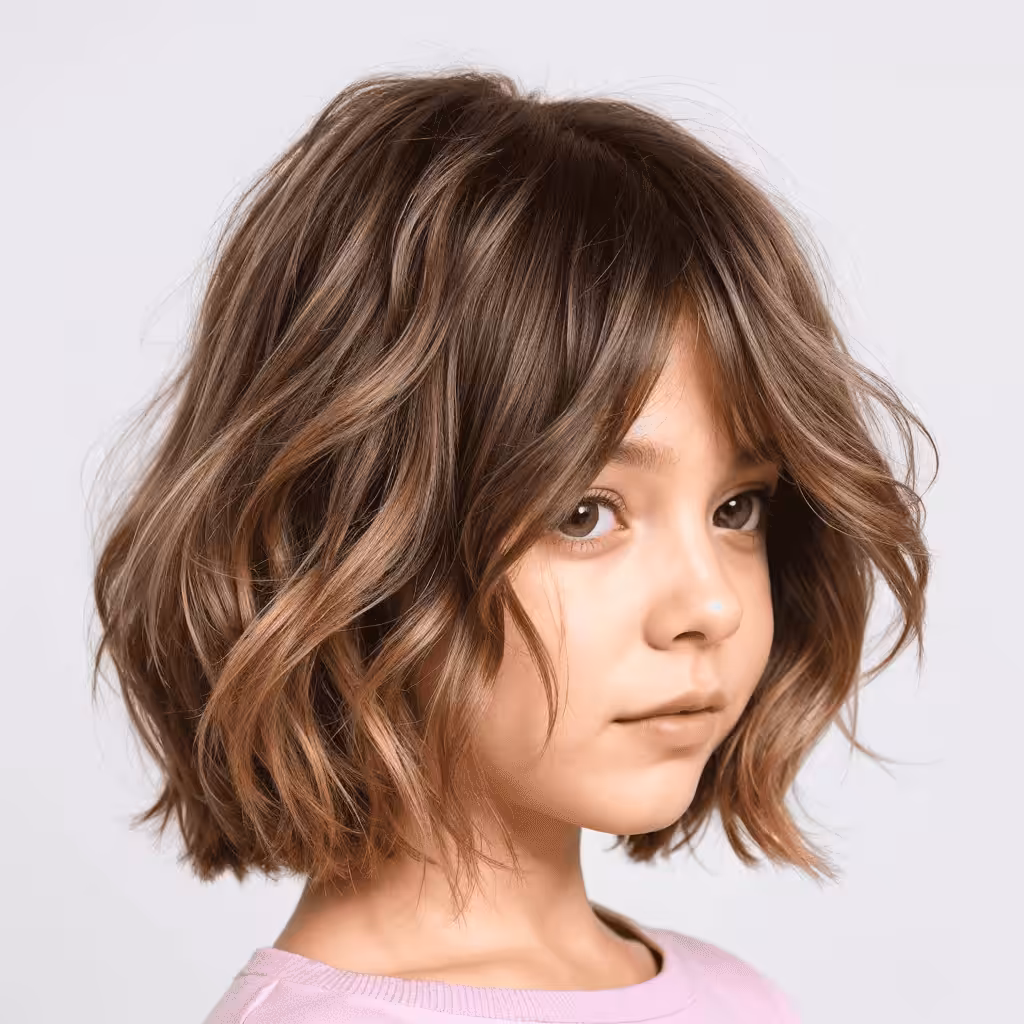 Wavy Tousled Shoulder-Skimming Lob Cute girls' haircuts