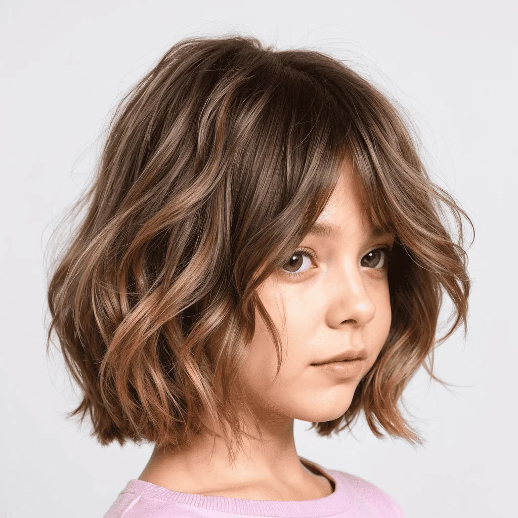 Wavy Tousled Shoulder-Skimming Lob Cute girls' haircuts