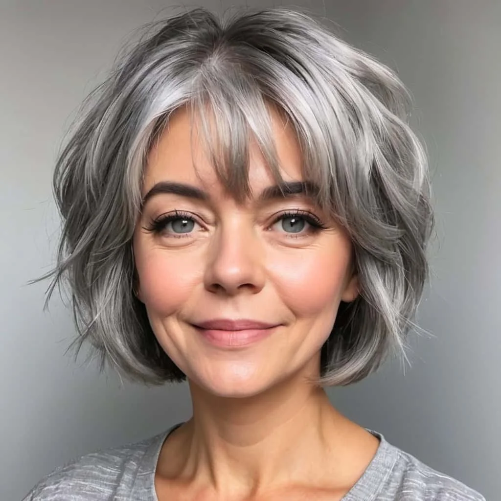 Wispy Gray Bob Gray hair hairstyles