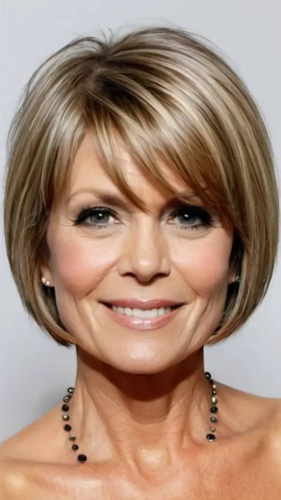 Angled Bob Short Hairstyles For Thin Hair For Woman Over 50